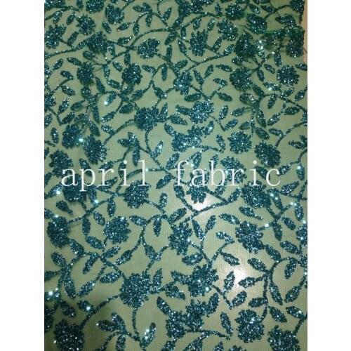 5yards HLL077 glued flower glitter hand print african india mesh fabric for wedding/evening dress fast shipping by dhl