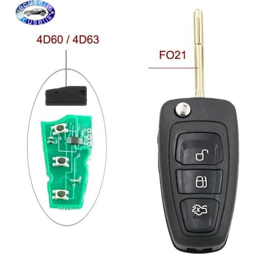 3 Button Smart Remote Key 433MHZ 4D60/4D63 Chip for Ford Monde MK3 and T6 Ranger FO21 Blade