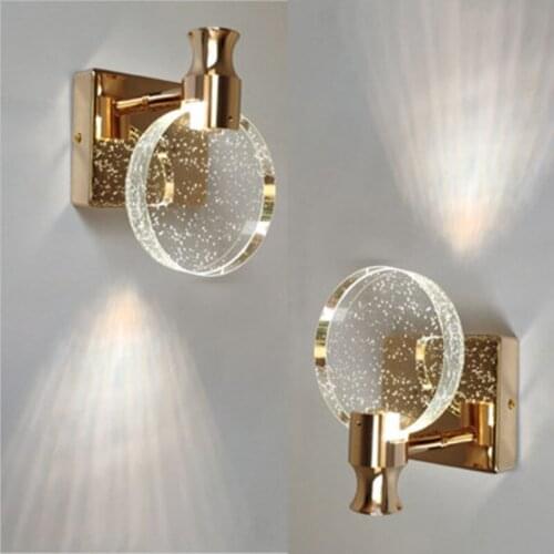 Modern Crystal Led Wall Lamp Simple Lights for Home Living Room Bedroom Stairs Bathroom Decoration Nordic Round Mirror Light