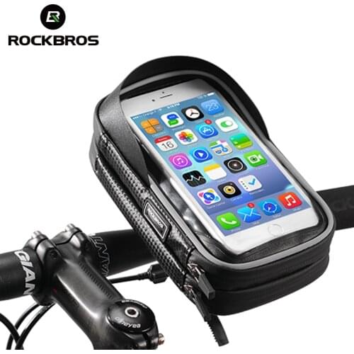 ROCKBROS 6.0 Inch Bike Bicycle Phone Bag Rainproof TPU Touch Screen Bike Cell Phone Handlebar Bag MTB Frame Pouch Case