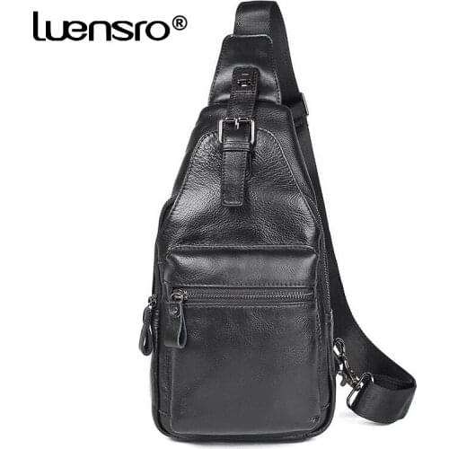 Genuine Leather Crossbody Bag for Men Anti-theft Shoulder Messenger Bags Male Waterproof Short Trip Chest Bag Shoulder Men Bags