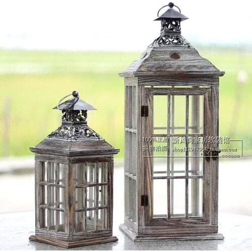 Windproof Wood Candle Holder Glass Outdoor Vintage Hanging Candle Holder Nordic Bamboo Wedding Decoration Table Centerpieces