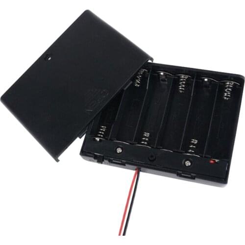 High Quality 6xAA Batteries Holder Storage Case Plastic 1.5V Battery Case ON/OFF Switch with Cap Wire For 6 X 1.5V AA Battery