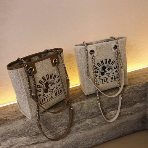 Disney cartoon new Mickey Mouse lady chain bucket bag fashion all-match one-shoulder portable large-capacity travel shopping bag