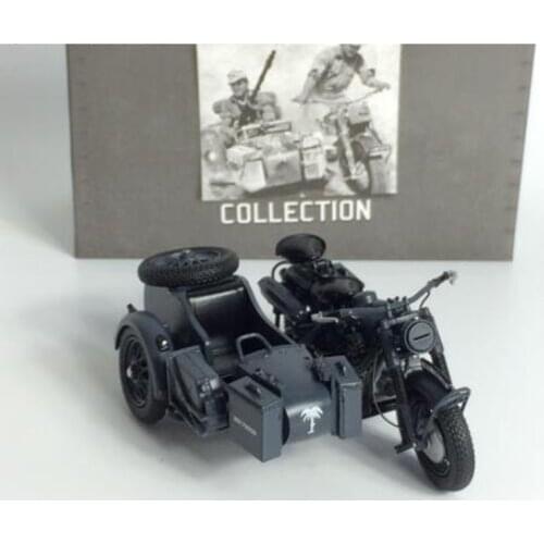 1/24 Scale WWII 750 Alloy Motorcycle Bike Toy German Army BMM R75 Three-wheeled Tricycle Vehicle with Gun Model Toy Collection