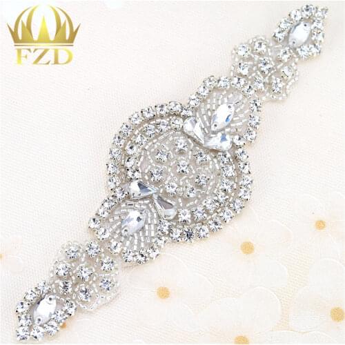 1 Piece Clear Rhinestone Appliques For Wedding Accessories Crystal Appliques Pearls Beads Glass Patches Iron Sew On Clothing