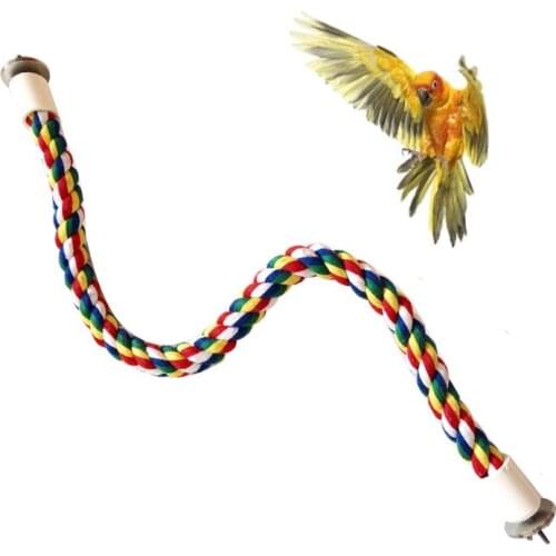 1 Pcs Pet Bird Cotton Rope Perches Cage Accessories Comfy Perch Parrot Bungee Fun Toys