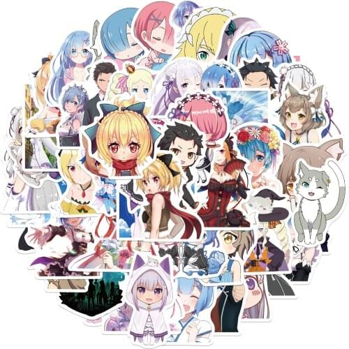 10/50pcs Cute Re:Life In A Different World From Zero Anime Stickers Girl Toys Cartoon Rem Ram Movie Souvenir Stickers
