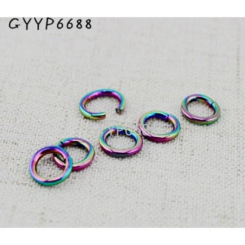 30-100pcs 6mm 10mm Iridescent High quality rainbow openable small rounden ring for bags purse chain zipper puller hanger