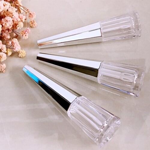 30/50pcs 7ml High Quality Cone Shape Plastic Lipgloss Tube Small Lipstick Tube with Silver Collar Sample Cosmetic Container