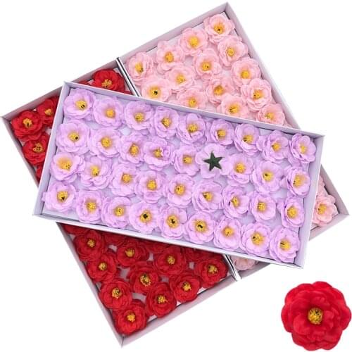 36Pcs Artificial Flowers Camellia Soap Head Eternal Flowers Bouquet Wedding Valentine Mothers Day DIY Materials