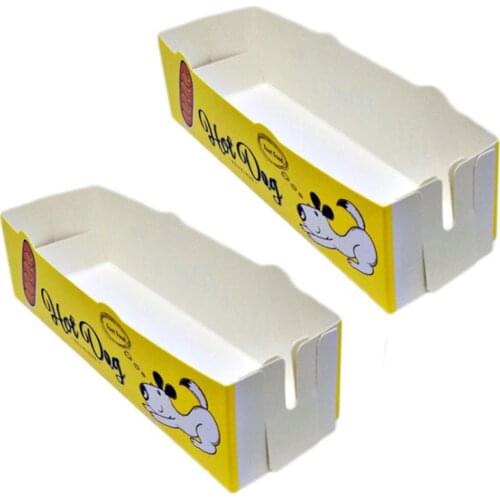 50pcs Disposable Party Tableware Food Serving Tray Paper Coating Packing Tray For Hot Dog Caterers Food Trucks Kids Party A35