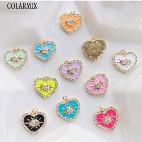 8 Pieces Enamel Heart shape pendant Necklace Fashion Tiny Pendant Jewelry Pendant Accessories Necklace 51696