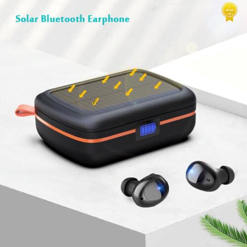 Solar Wireless Bluetooth Headphones, 160hrs Playtime Hi-Fi Stereo with Solar & Fast Charging Case CVC8.0 IPX6 Touch Earphones