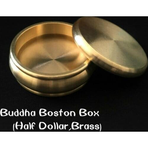 Buddha Boston Box (Half Dollar,Brass) Coin Penetrate Vanish Magia Coin Magic Tricks Illusions Close up Gimmick Magician Toys Fun