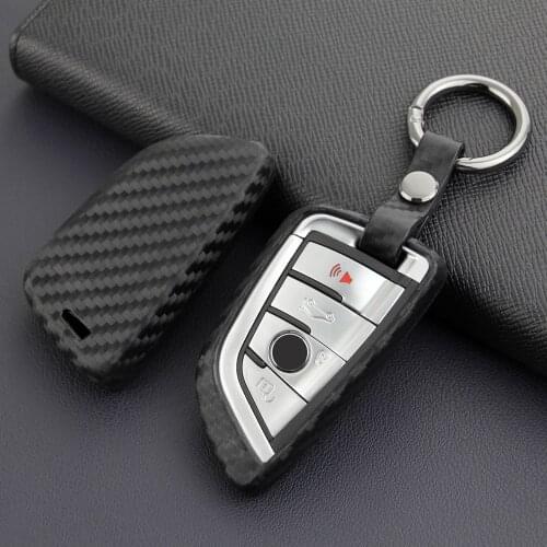 Carbon Fiber Look Car Key Case Keychain Accessories For BMW 5 6 7 Series GT M5 X1 X3 X5 X6 F45 G30 G32 G11 F90 F48 G01 F15 F16