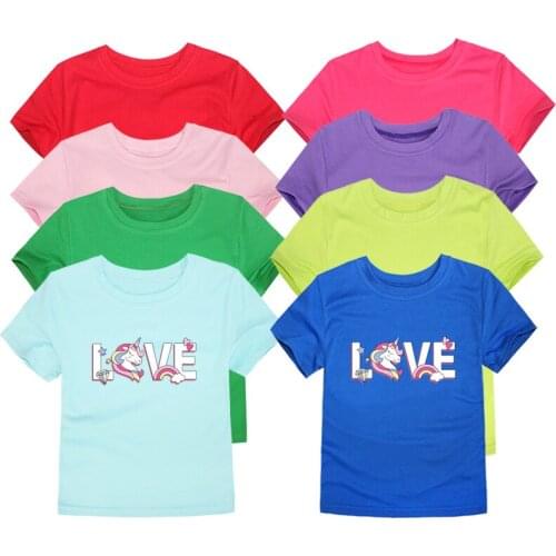 3T-14T Kids Girl T Shirt Summer Baby Boy Cotton Tops Toddler Tees Clothes Children Clothing White Unicorn T-shirts Short Sleeve