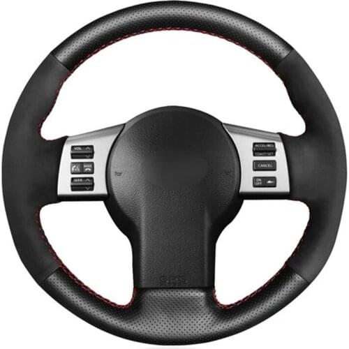 DIY Hand-Stitched Black Genuine Leather Suede Car Steering Wheel Cover For Infiniti FX FX35 FX45 2003-2008 Nissan 350Z 2002-2009