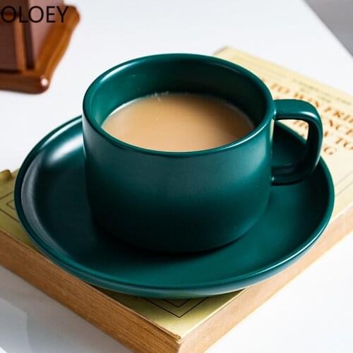 Enamel Mug Tazas Para Cafe Afternoon Tea Cups and Mugs Set Handmade Coffee Mug Bone China Nordic Coffee Mugs Porcelain Green