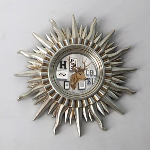 European modern living room decoration wall mirror background wall entrance fireplace hanging sun-god mirror ornament