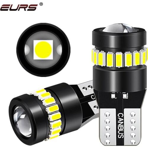 EURS 2PCS W5W T10 LED Canbus Light Bulbs Car Interior Clearance Dome Reading Parking Lights White 6500K No Error Auto Lamp 12V