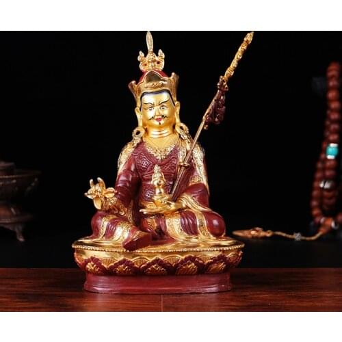 HOT SALE BUDDHA--HOME Talisman Buddhism India Nepal handmade Gold-plated Guru Rinpoche Padmasambhava copper Buddha statue