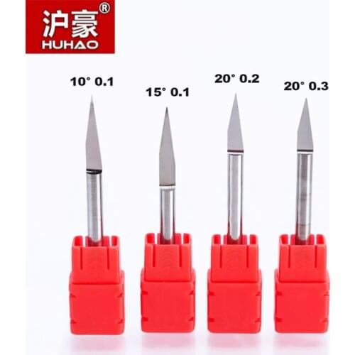 HUHAO 1pcs 4mm Engraving Bits Precision grinding V Shape Carbide PCB milling Cutter CNC Router bit Machine Accessories