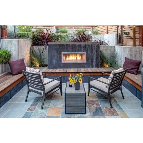 Inno living fire 48 inch linear fireplace bioethanol chimney exterior