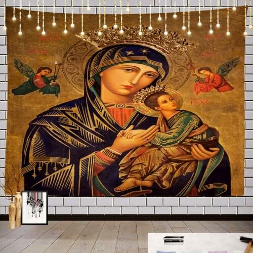 Jesus Art Christian Tapestry Spain Painting Lady Help Jesus Mary Mother Virgin God Wall Art Decoration