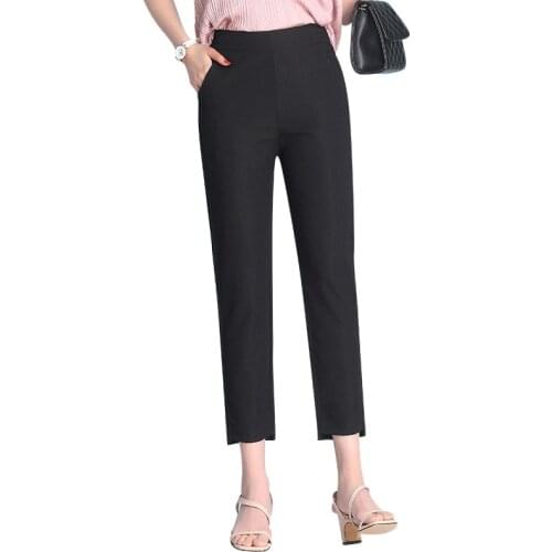 Summer Casual Harajuku Harem Pants Womens Cotton Linen Ankle Length Pants Elastic Waist Solid Stretch Trousers Plus Size 4xl