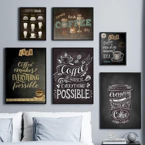 Coffee Wine Menu Cup Ruler Quote Retro Wall Art Canvas Painting Nordic Posters And Prints Wall Pictures For Living Room Decor