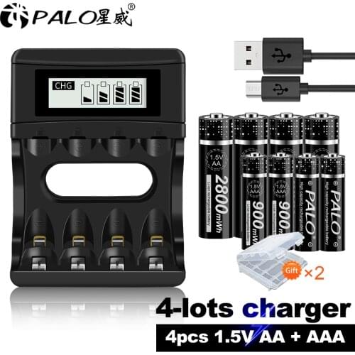 PALO1.5V AA+AAA battery Li-ion AA Rechargeable Battery aa/aaa Lithium Batteries For Clock,Toys and 1.5V Li-ion battery charger