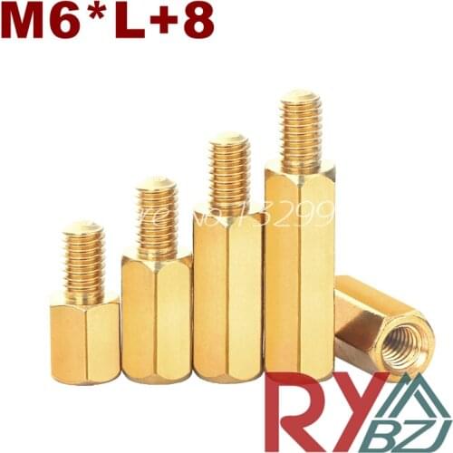M6*L+8 Brass Standoff Spacer Female Male M6*L+8 Brass Threaded Spacer hex spacer/BSSFMNNP M6