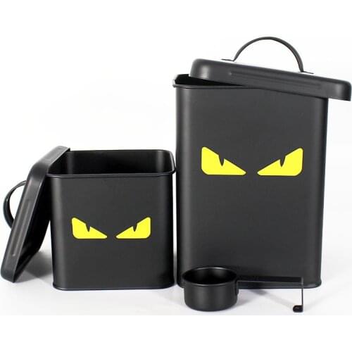 Metal Organized Storage Bin Galvanized Iron Pet Food Treats Container Sets Household Laundry Powder Box with Spoon