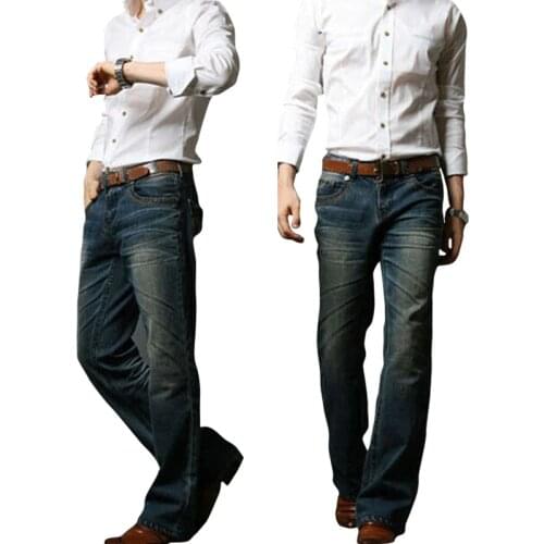 2018 Mens Flared Jeans Boot Cut Leg Flared Elastic Slim Fit Mid Waist Male Designer Classic Denim Jeans Bell Bottom JeansMB16240