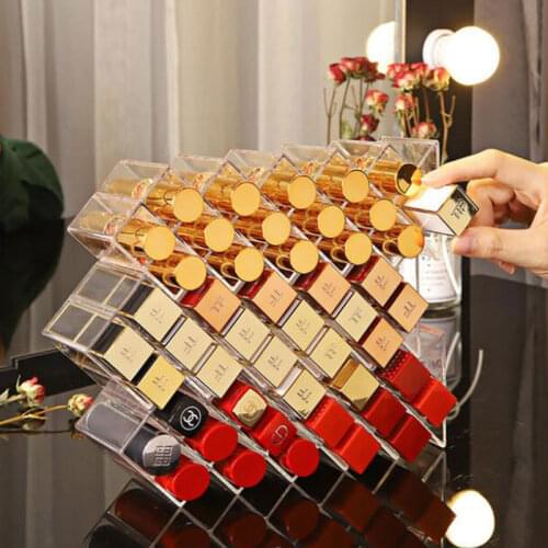16 Grids Fish Type Lipstick Organizer Multi-Layer Transparent Acrylic Lipstick Holder Cosmetic Storage Box