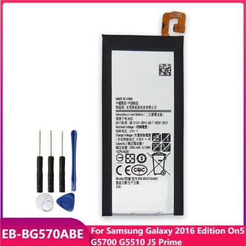 Original Phone Battery EB-BG570ABE For Samsung Galaxy 2016 Edition On5 G5700 G5510 J5 Prime Replacement Batteries 2400mAh