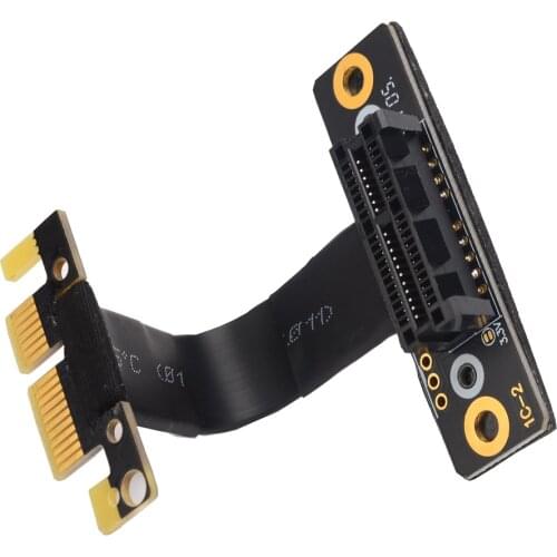PCIe 3.0 x1 to x1 Extension Cable PCI-E 8G/BPS Dual Vertical 90 Degree Right Angle PCI Express 1x Riser Card Ribbon Extender