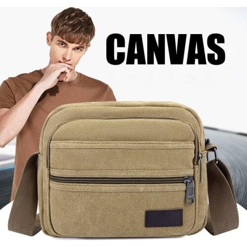 Retrocanvas Mens Casual Shoulder Bag Multi-pocket Large-capacity Personal Pocket Messenger Bag Multi-zipper Tool Small Bag