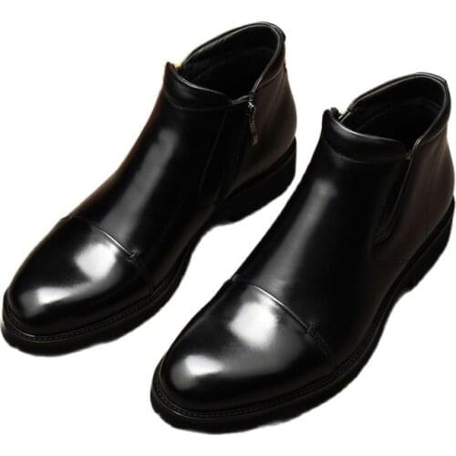 Work boots, high-top round head, cowhide, short boots, wool insulation, size 46