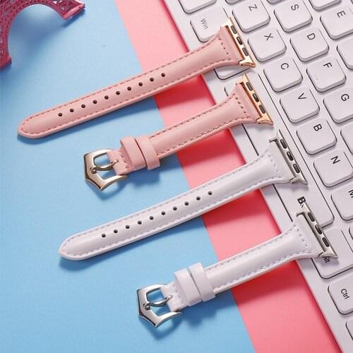 Women Girl Thin Wristband for Apple Watch 6 Se 40mm 44mm Band Slim Leather Strap for iWatch Series 6 5 4 3 38mm 42mm Bands