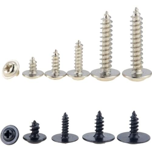 PWA 304 Stainless Steel OR Carbon Steel Cross Round Head Self Tapping Screw With Pad M1.4-M4 Pan Head Tapping Screws With Washer