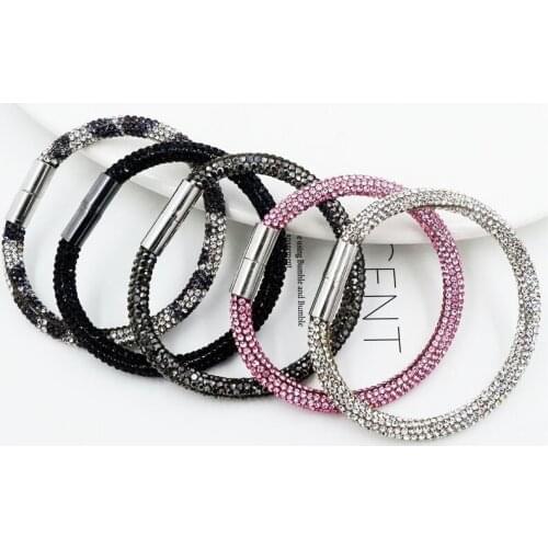 Rhinestone Simple Bracelet Fine Jewelry Colorful crystal Buckle Fashion accessories For Women Charming Girl Gift