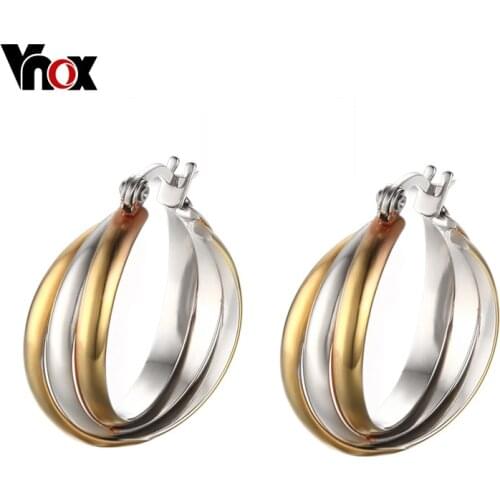 Vnox Unique Metal Hoop Earring for Women Stainless Steel Not Allergic