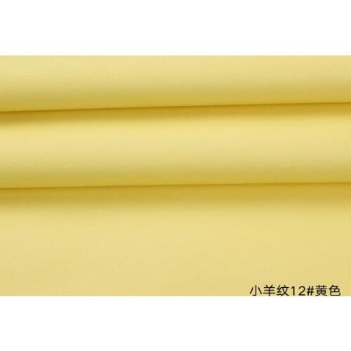 High Quality Micro Sheep pattern 12# yellow PU Leather fabric with little elastic for furniture clothes bag material(50x138cm)