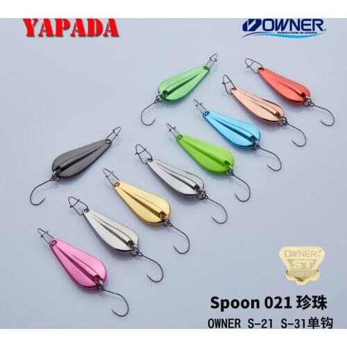 YAPADA Spoon 021 Pearl2.5g-3.5g OWNER Single HOOK 30mm33m38mm Multicolor Metal Spoon Zinc alloy Fishing Lures