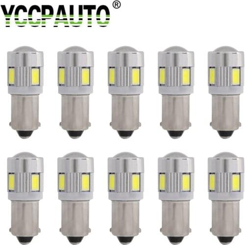 YCCPAUTO 10Pcs Ba9s LED Car Light Bulbs 5630 6SMD T4W 363 1895 233 H6w LED Auto Interior Dome Light Marker Lamps White 12V