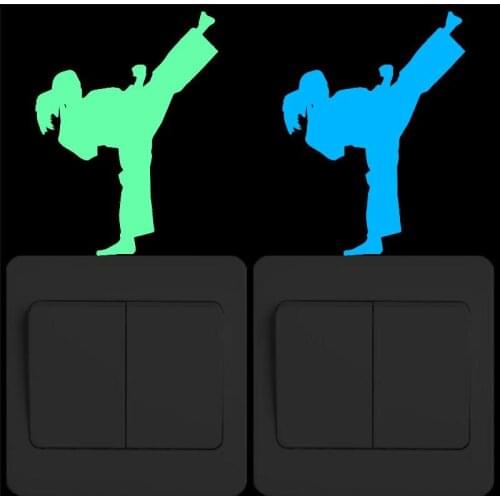 Woman Playing Kungfu Home Decor Glow Stickers Kids Room Decoration Posters Luminous Switch Stickers Bedroom DIY Decoration Decal