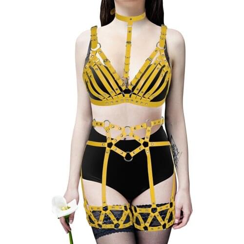 Fashion Harness Womens Belt Punk Leather Erotic Accessories Sexy Lingerie Stockings Waistband Bondage Underwear Festival Rave
