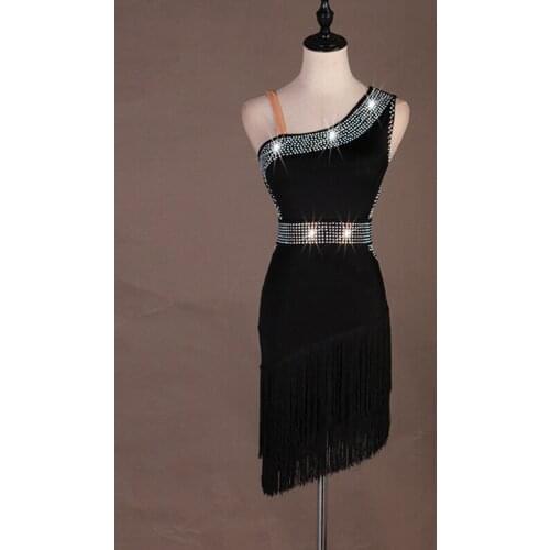 Sexy Latin Dance Dress Rhinestone Fringe Dresses For Women Cha Cha Tango Salsa Samba Competition Ballroom Rumba Dancewear DC2454